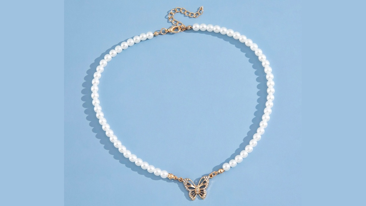 Shining Diva Fashion Women Gold-Plated & White Necklace