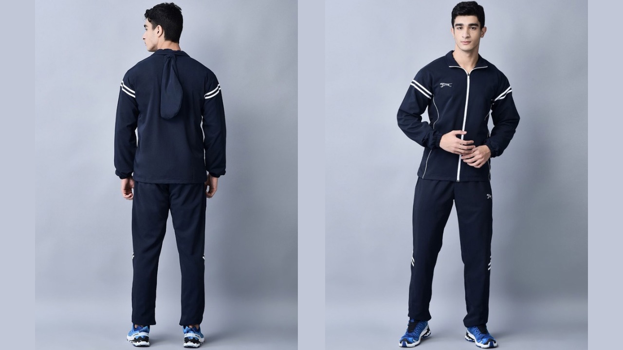 Shiv Naresh Men Mock Collar Jacket & Track Pant
