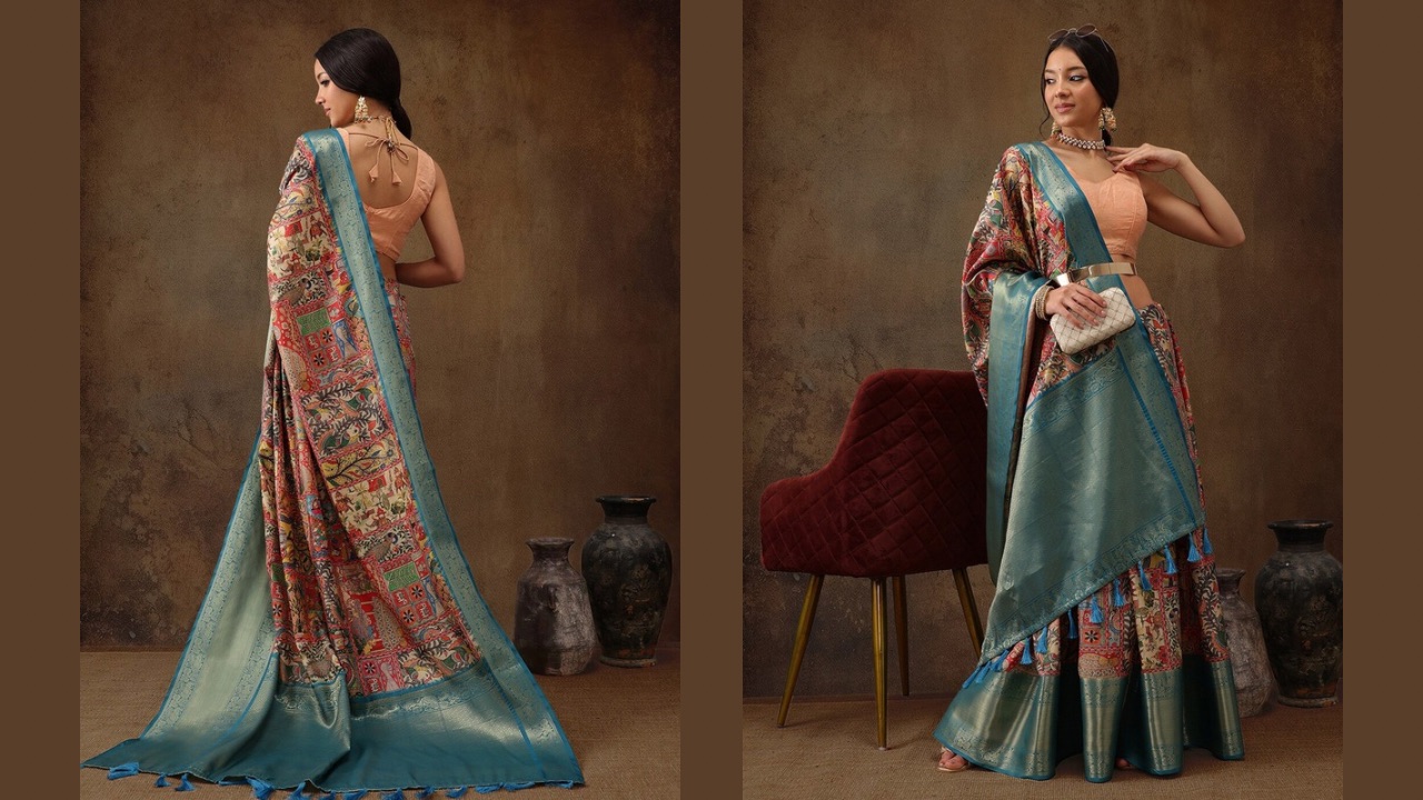 Silk Land Zari Silk Blend Kanjeevaram Saree