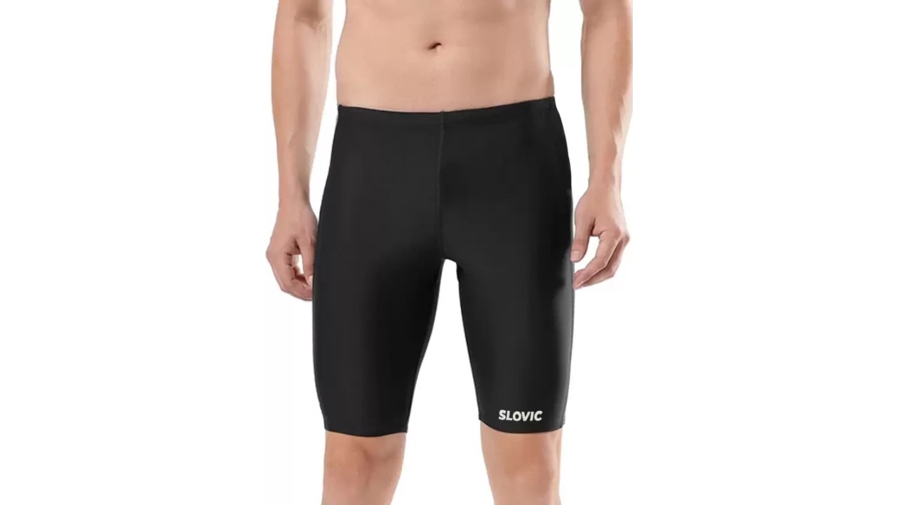 Slovic Solid Men's Black Swim Shorts