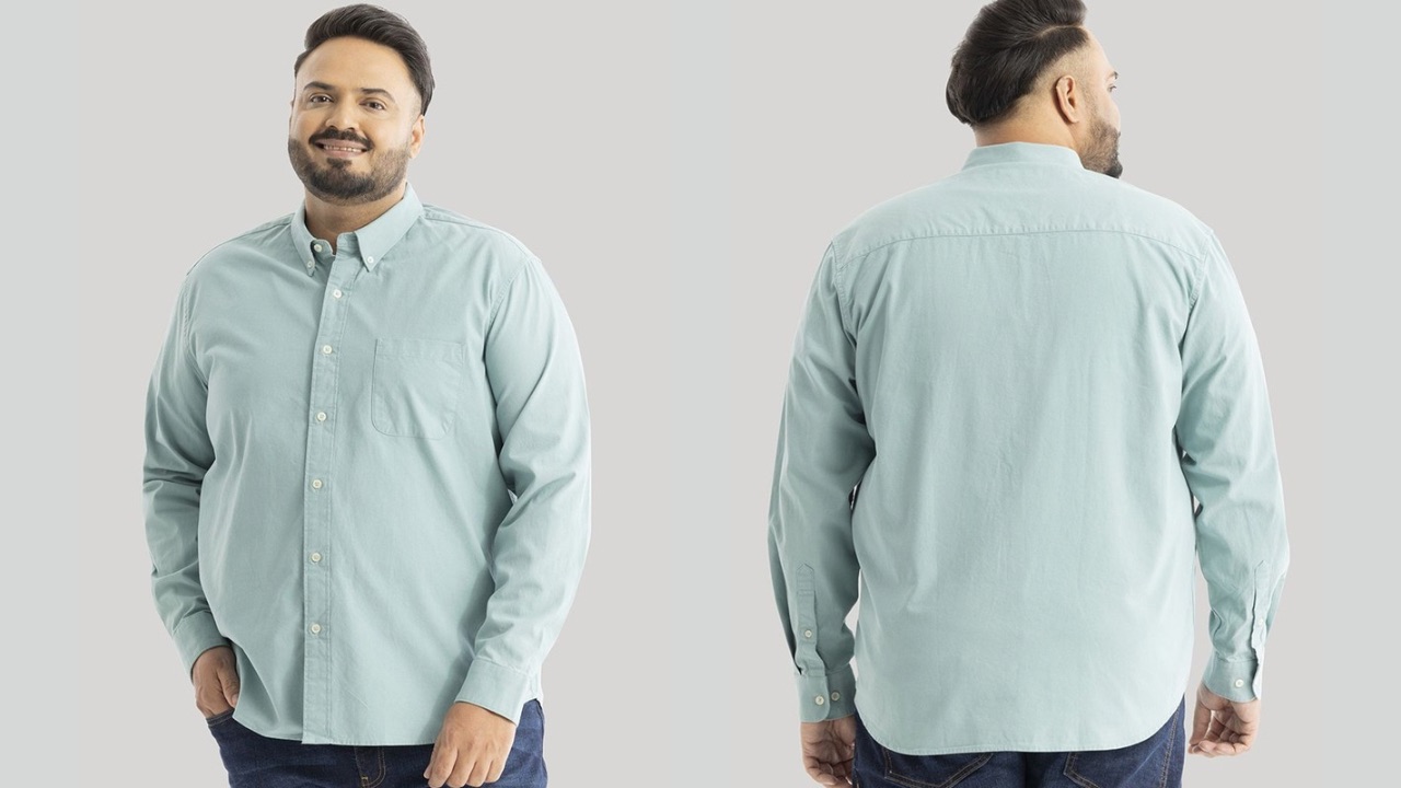 Snitch Men Plus Size Smart Slim Fit Opaque Formal Shirt