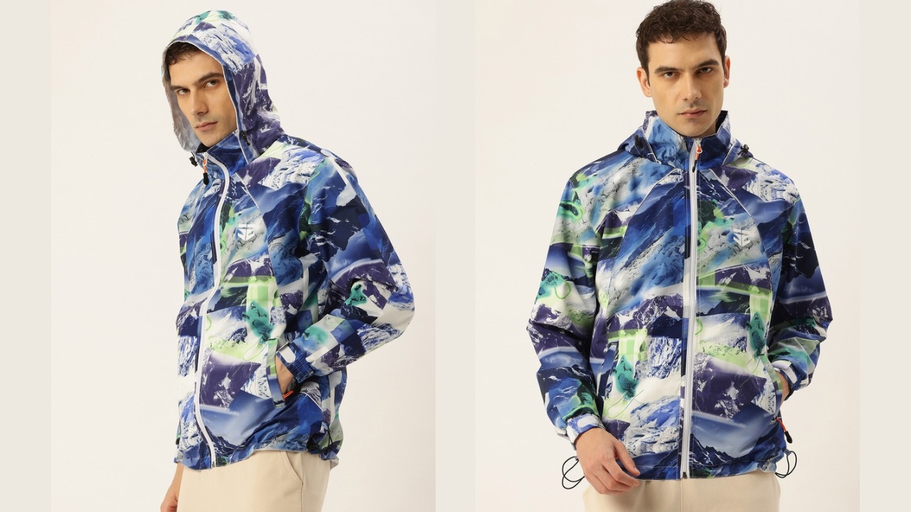 Sports52 wear Printed Comfort Fit Hooded Rain Jacket