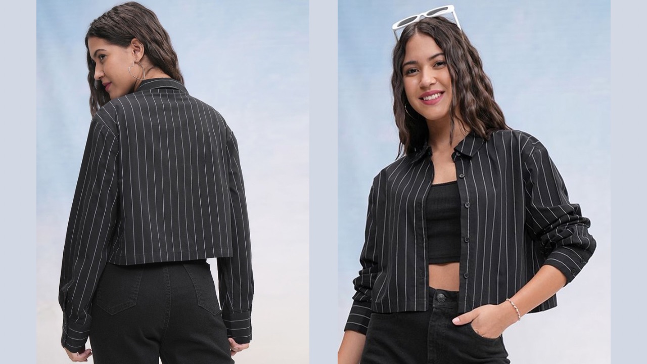 Street By Tokyo Talkies Women Striped Button Down Crop Shirt