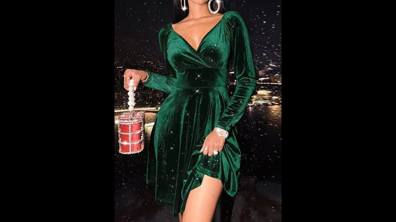StyleCast Green Fit and Flare Velvet Dress