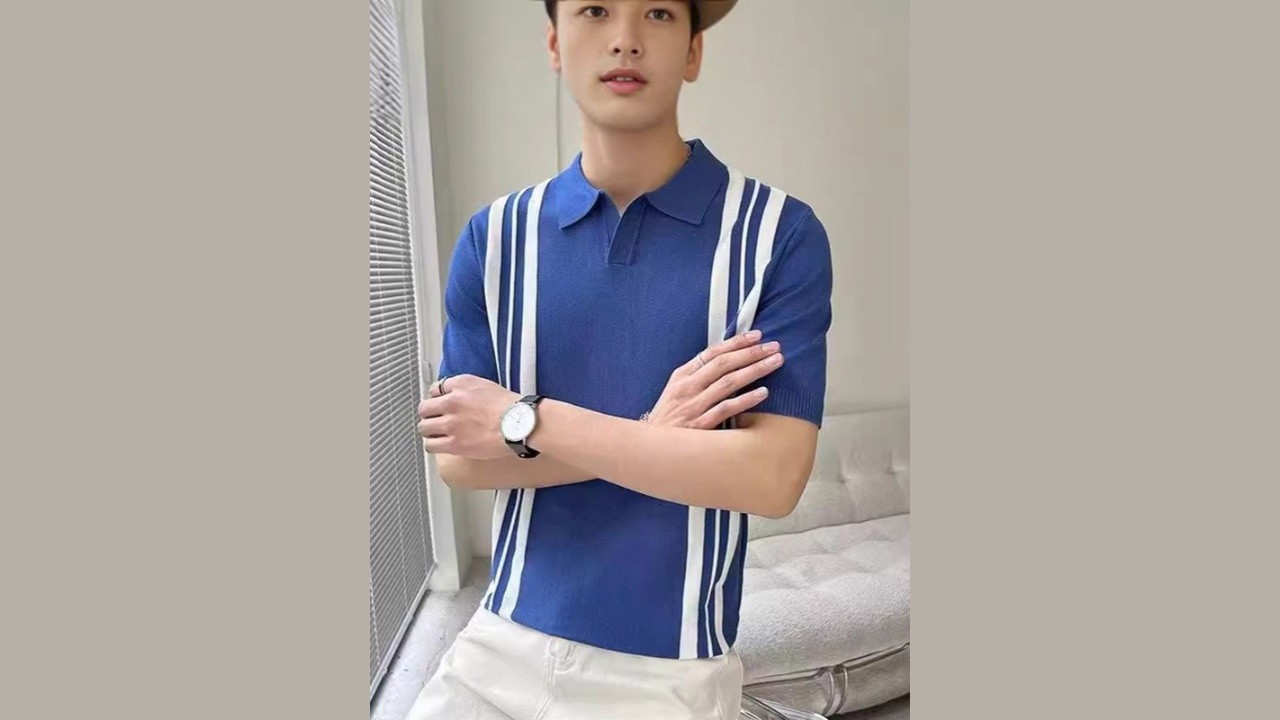 StyleCast Men Striped Printed Polo Collar Slim Fit T-shirt