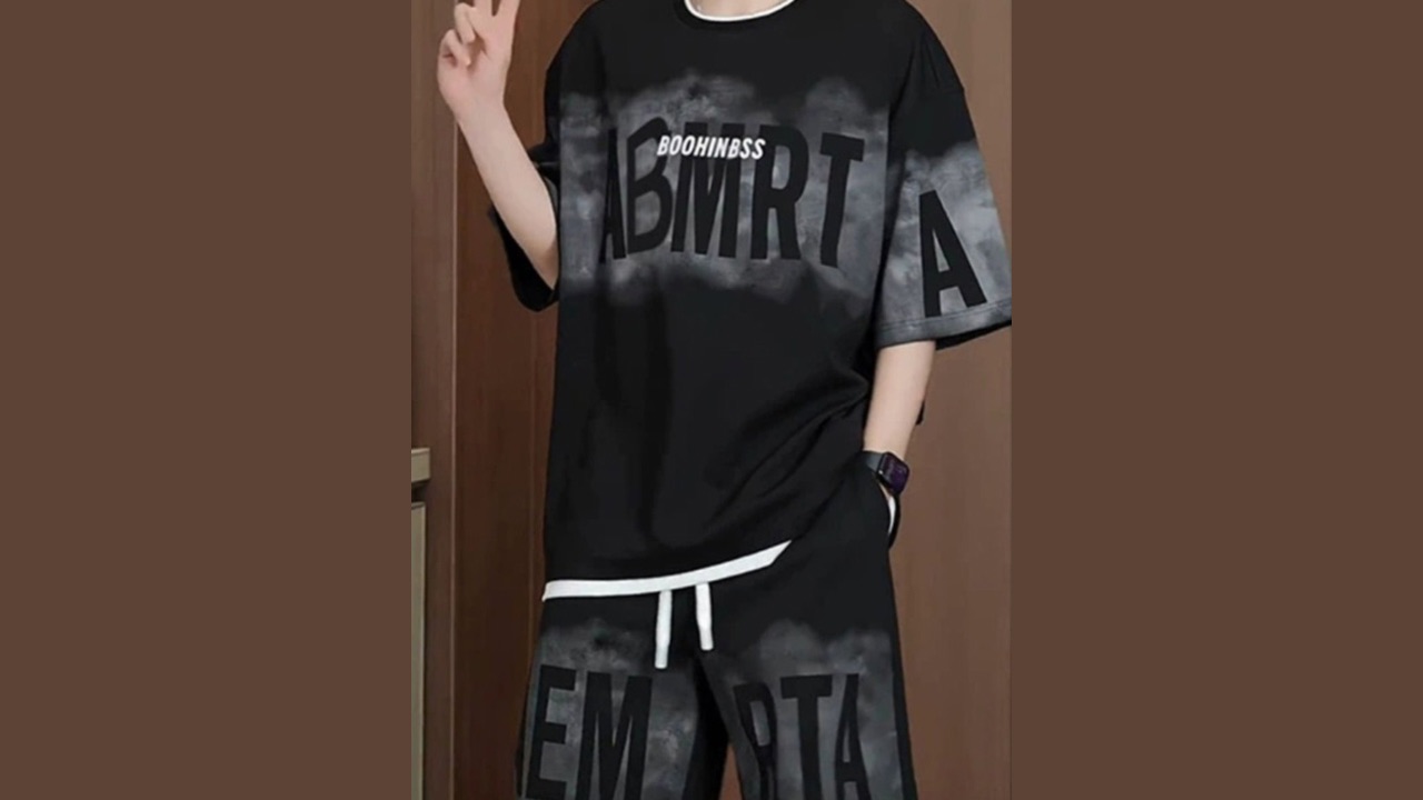 StyleCast Printed Round Neck Short Sleeves T-Shirt With Shorts