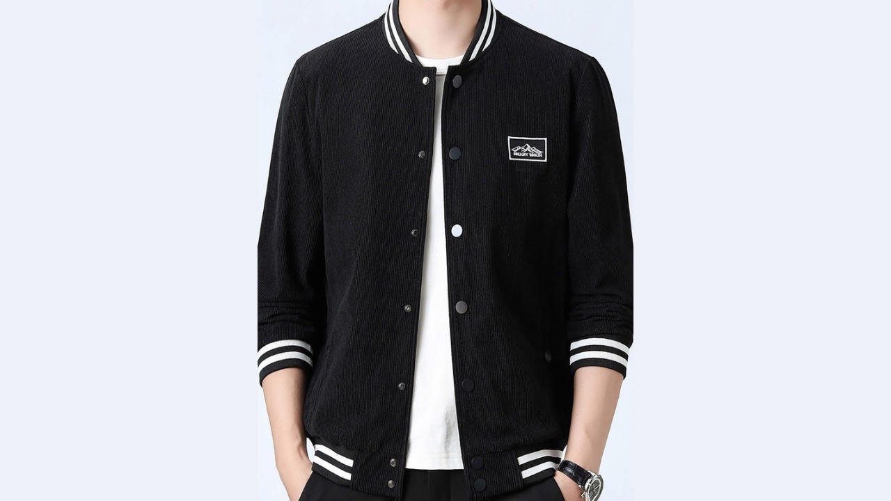 StyleCast x Revolte Men Stand Collar Self Design Casual Windcheater Jacket