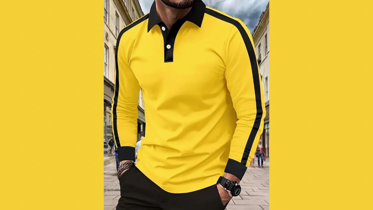 StyleCast x Revolte Men Striped Polo Collar T-shirt