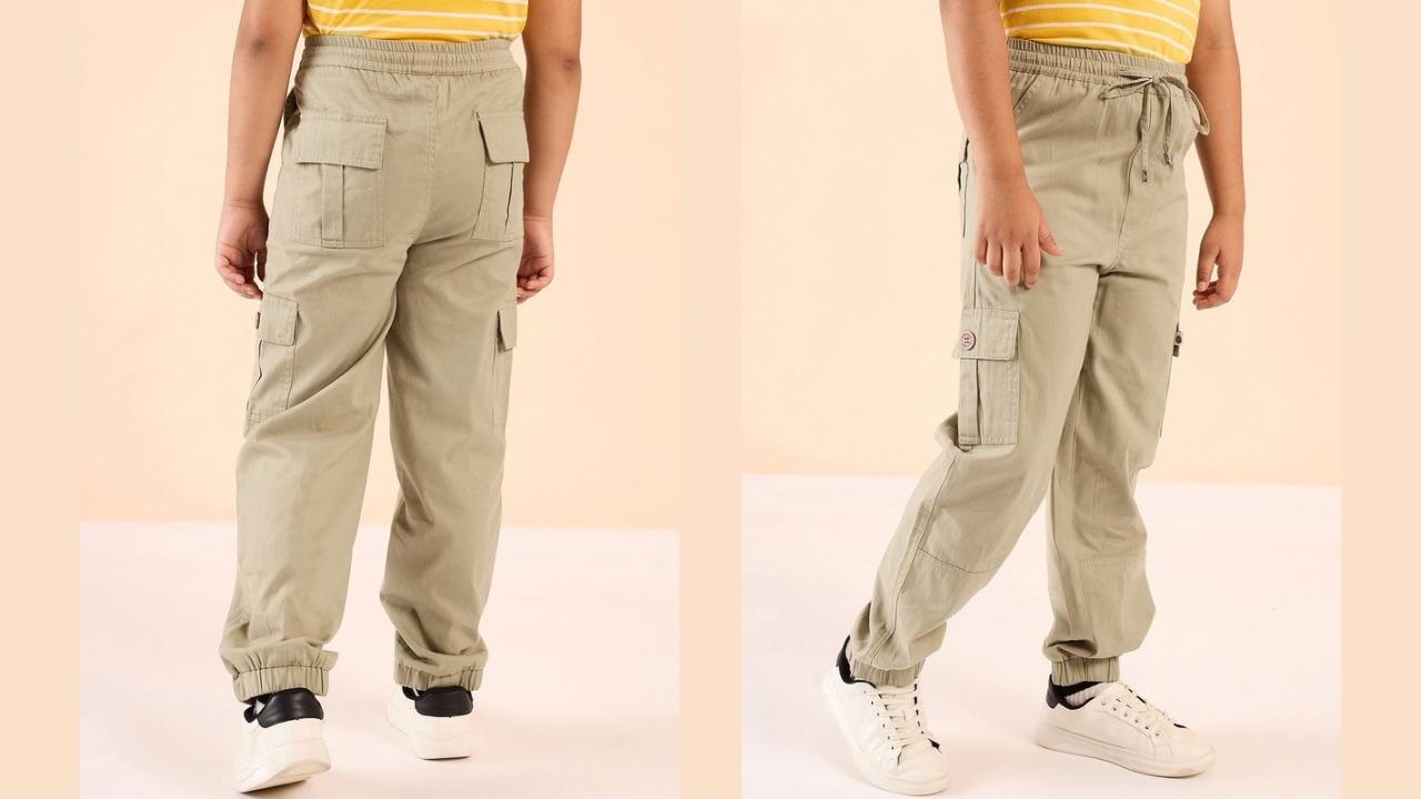 Stylo Bug Boys Ankle Length Solid Cargos Trousers