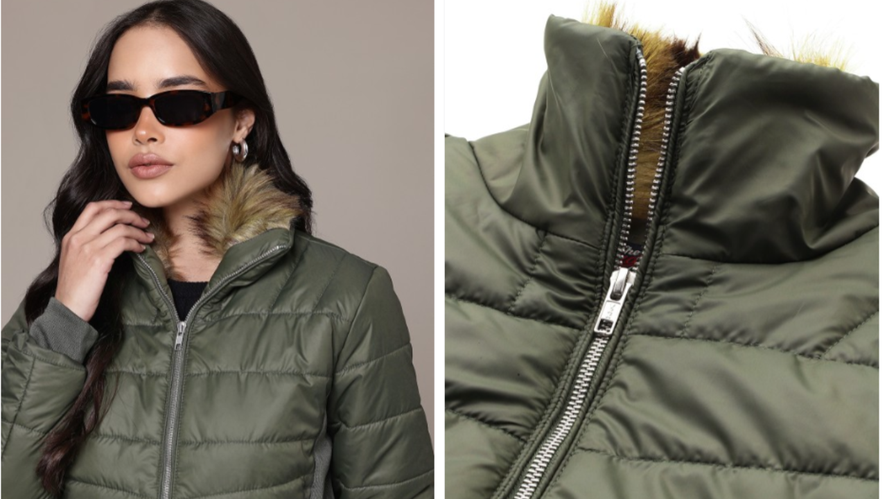 The Roadster Lifestyle Co Faux Fur Trim Puffer Jacket