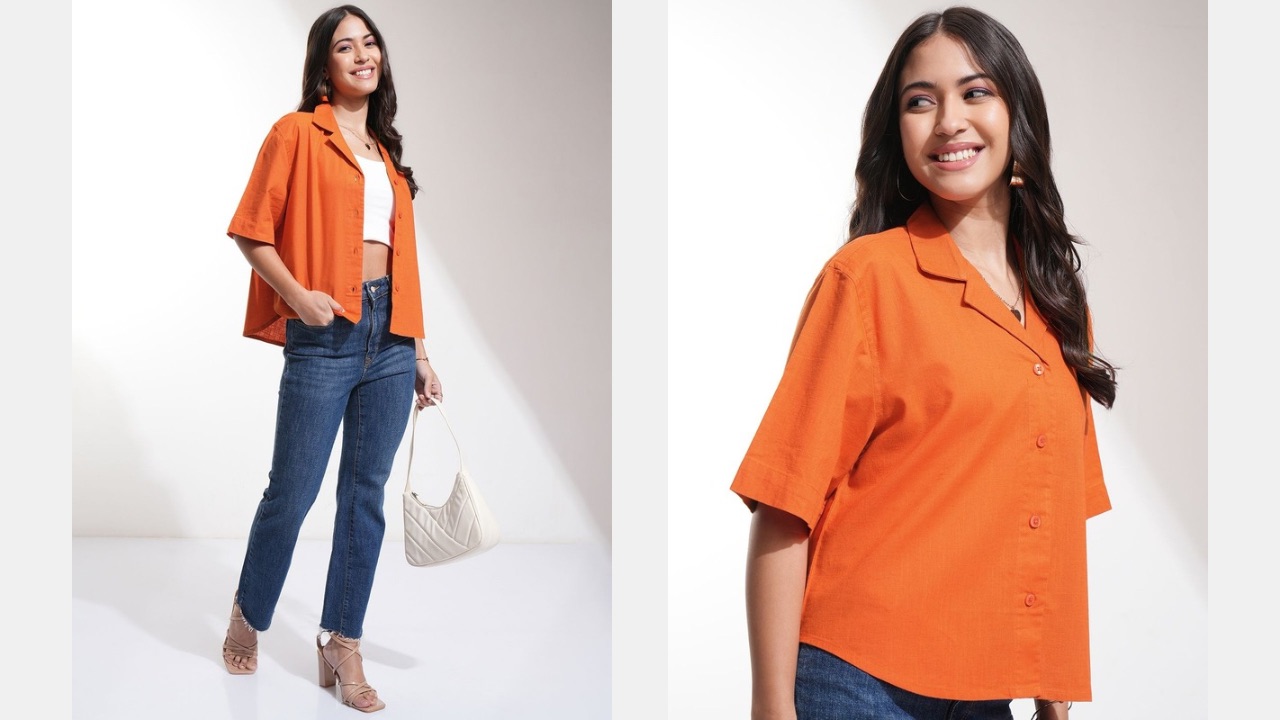 Tokyo Talkies Women Button Down Short Sleeve Holiday Shirt