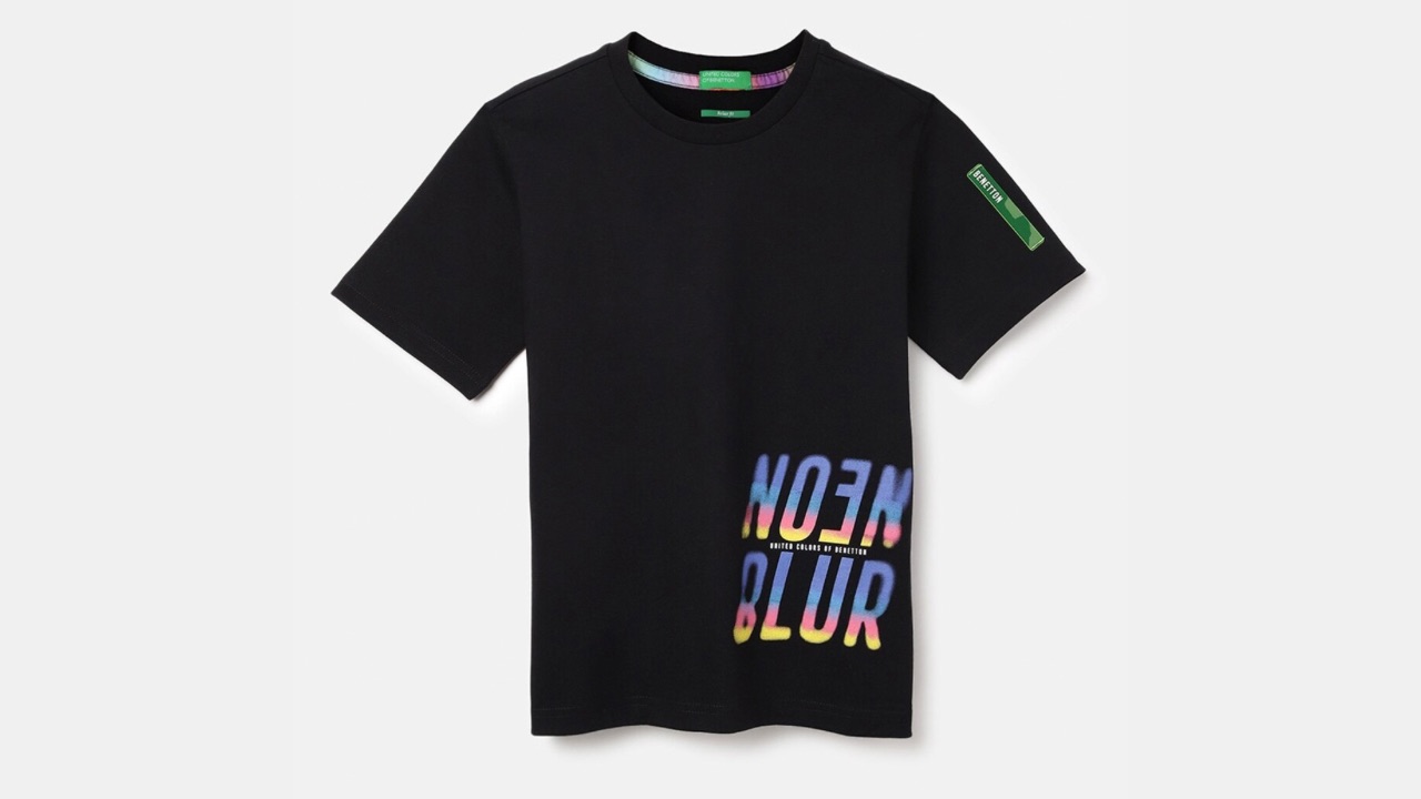 United Colors of Benetton Boys Typography Printed Pure Relaxed Fit Cotton Tshirt