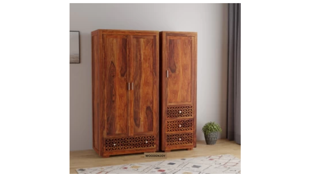 Woodenjoy Solid Sheesham Wood 3-Door Wardrobe