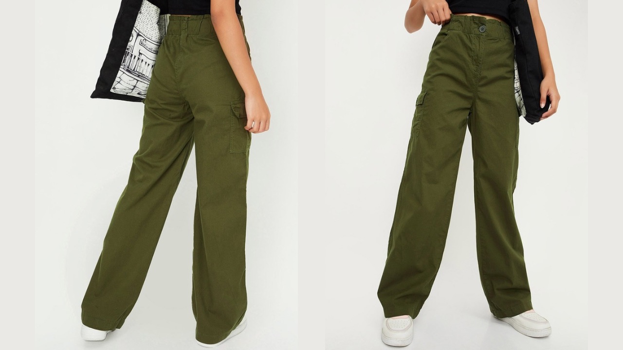 max Girls Mid-Rise Pure Cotton Cargos