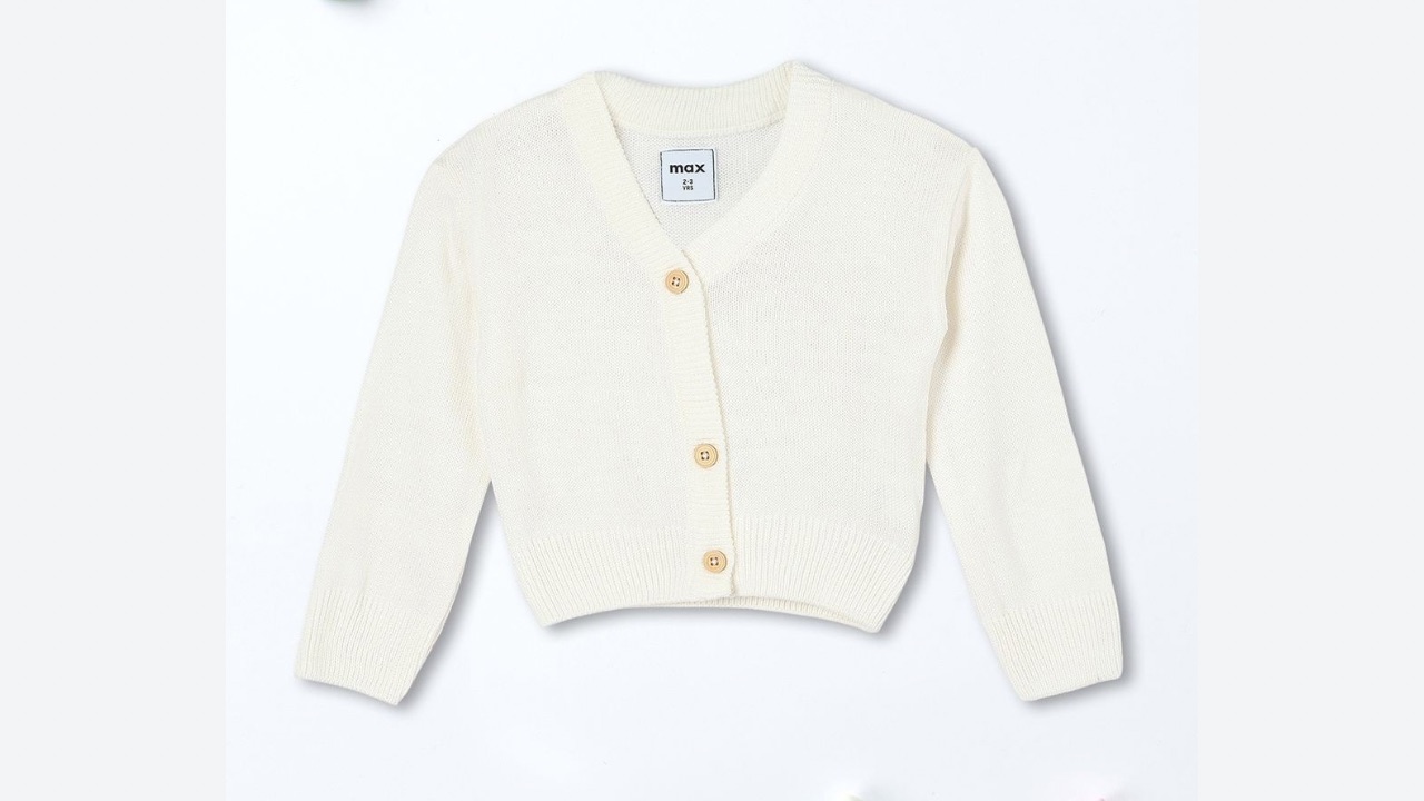 max Girls Solid Cardigan Sweater