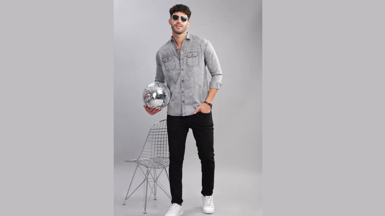 AIDAN PAUL Men Regular Fit Washed Spread Collar Casual Shirt