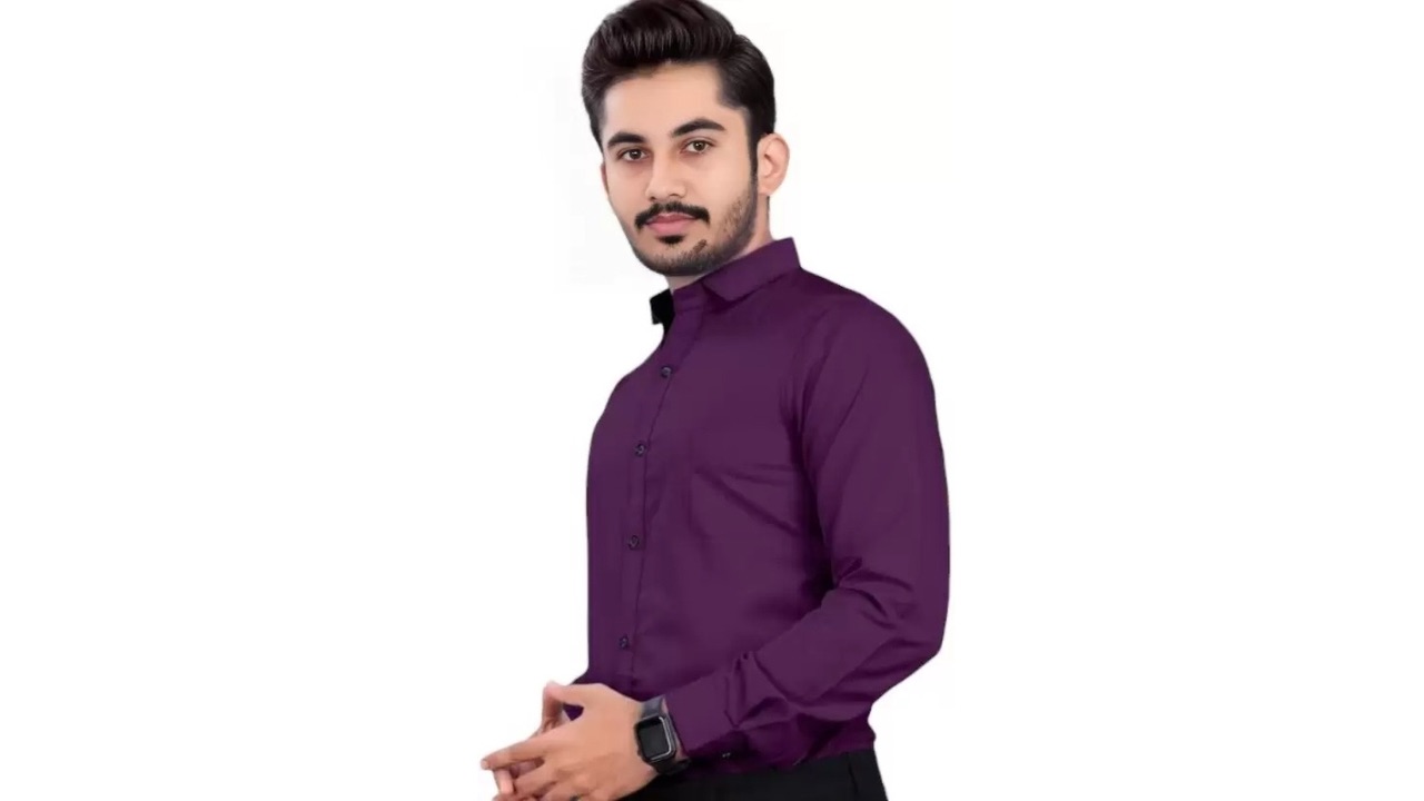 Adornique Fashion Men Regular Fit Solid Spread Collar Formal Shirt