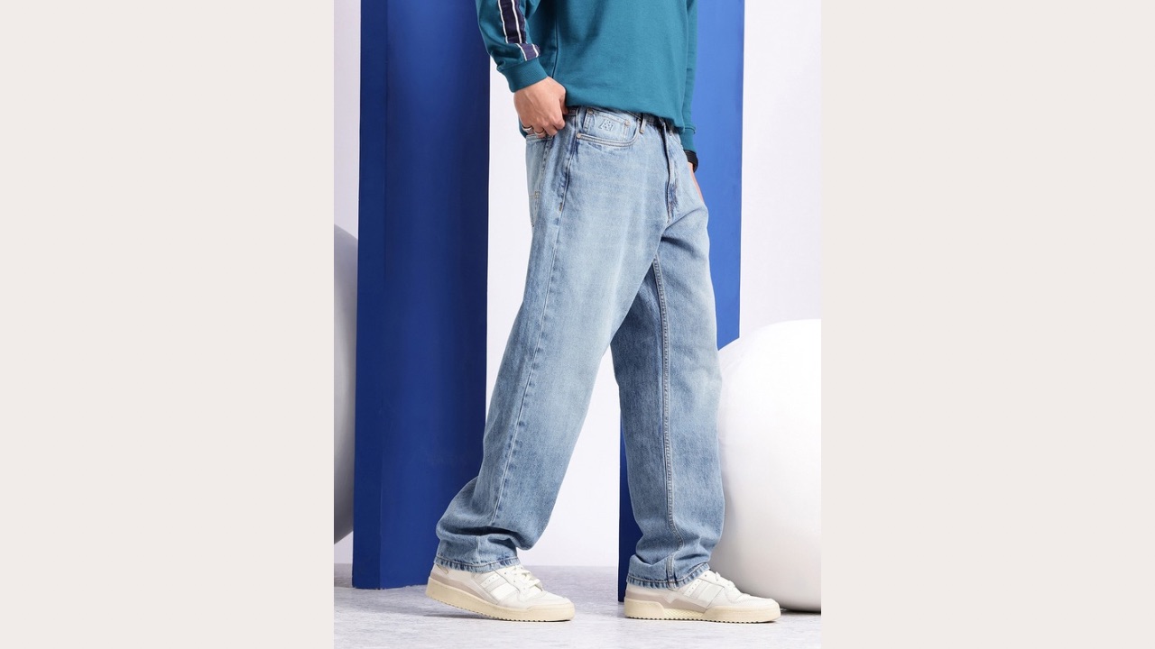 Aeropostale Men Pure Cotton Baggy Fit Heavy Fade Jeans