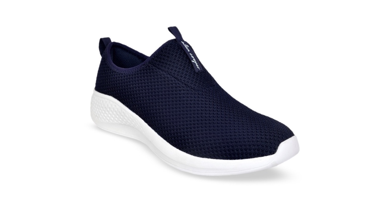 Allen Cooper Men Navy Blue Mesh Walking Shoes
