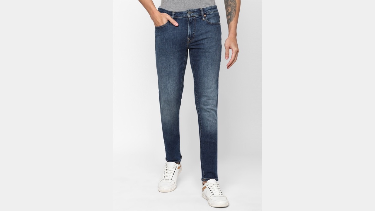 American Eagle Outfitters Men’s Blue Skinny Fit Heavy Fade Jeans