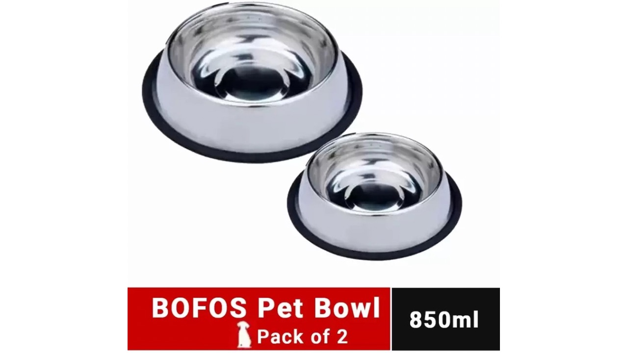 Bofos Anti-Skid Stainless Steel Pet Bowl Set