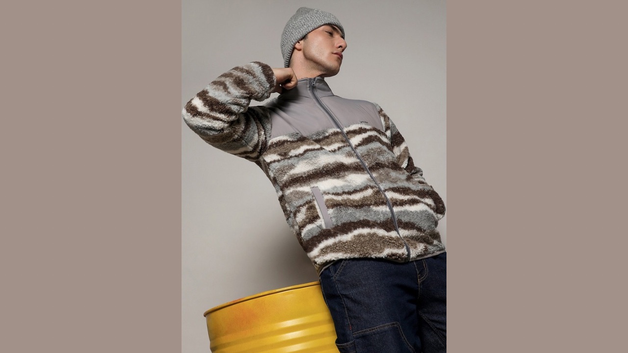 Campus Sutra Windcheater Self Design Bomber Jacket