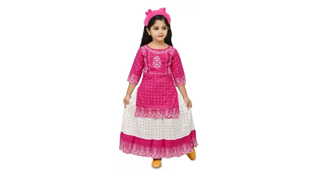 Chandrika Lifestyle Girls’ Festive Party Top and Skirt Set