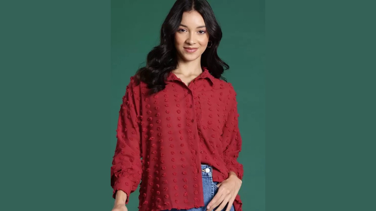 Dressberry Women Regular Fit Self Design Casual Shirt