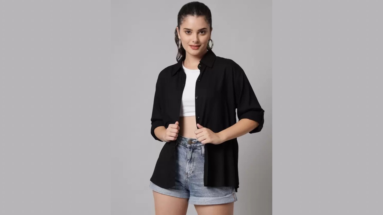 FUNDAY FASHION Women Boxy Fit Solid Casual Shirt