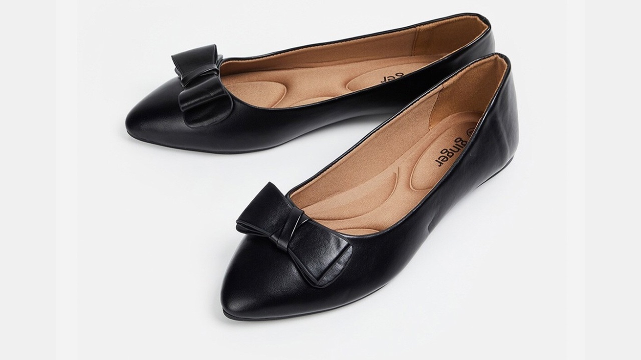 Ginger by Lifestyle Bows Detail Ballerinas Flats
