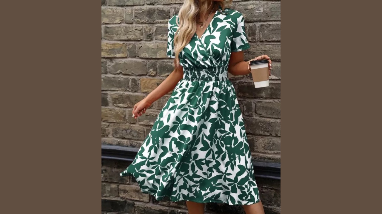 Honky Tonky Women Fit & Flare Green & White Dress