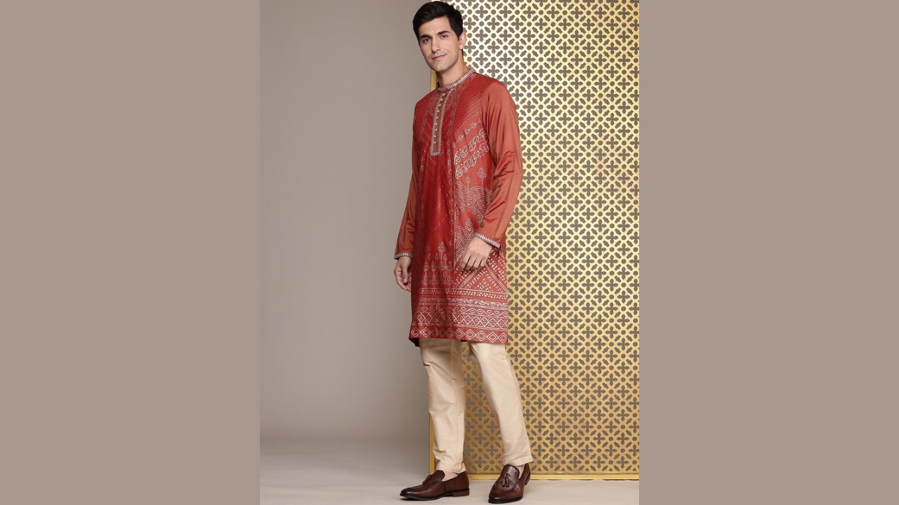 House of Pataudi Jashn Ethnic Motifs Indie Printed Sequinned Kurta