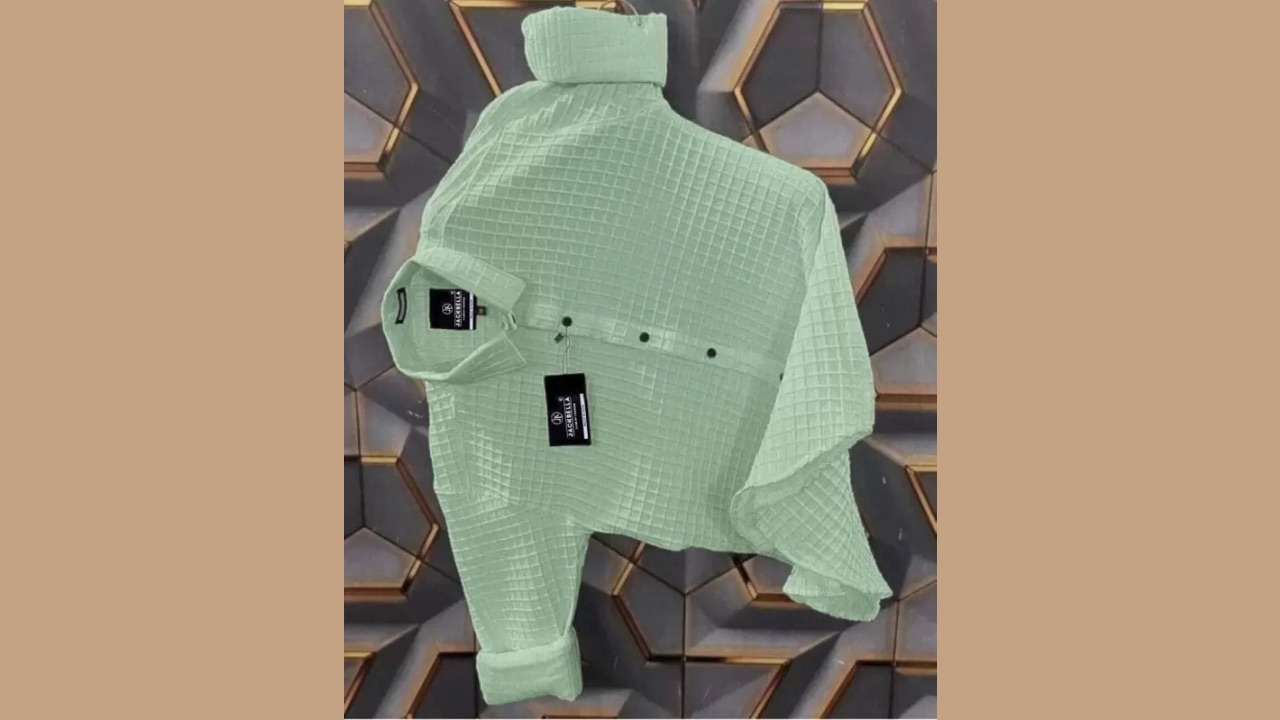 JACKBELLA Men Regular Fit Self Design Spread Collar Casual Shirt