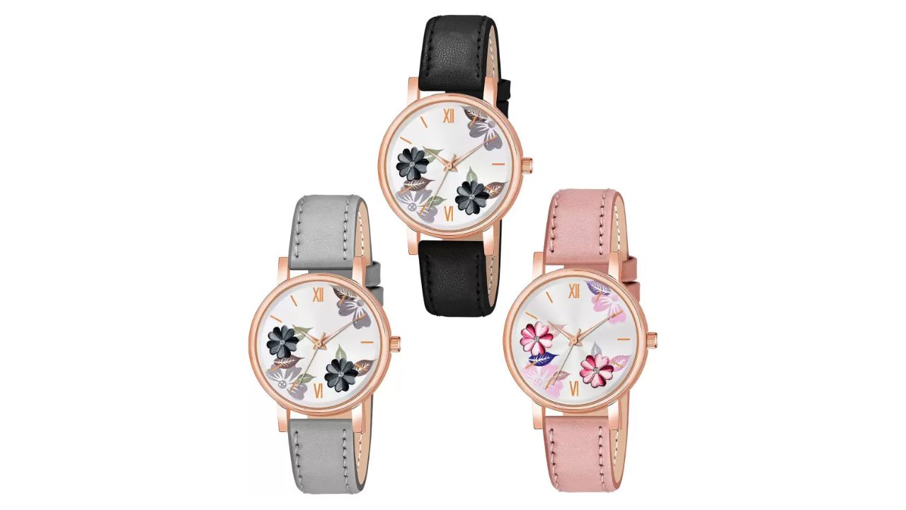Just Like Crystal Combo of 3 Stylish Analog Watches (Girls)