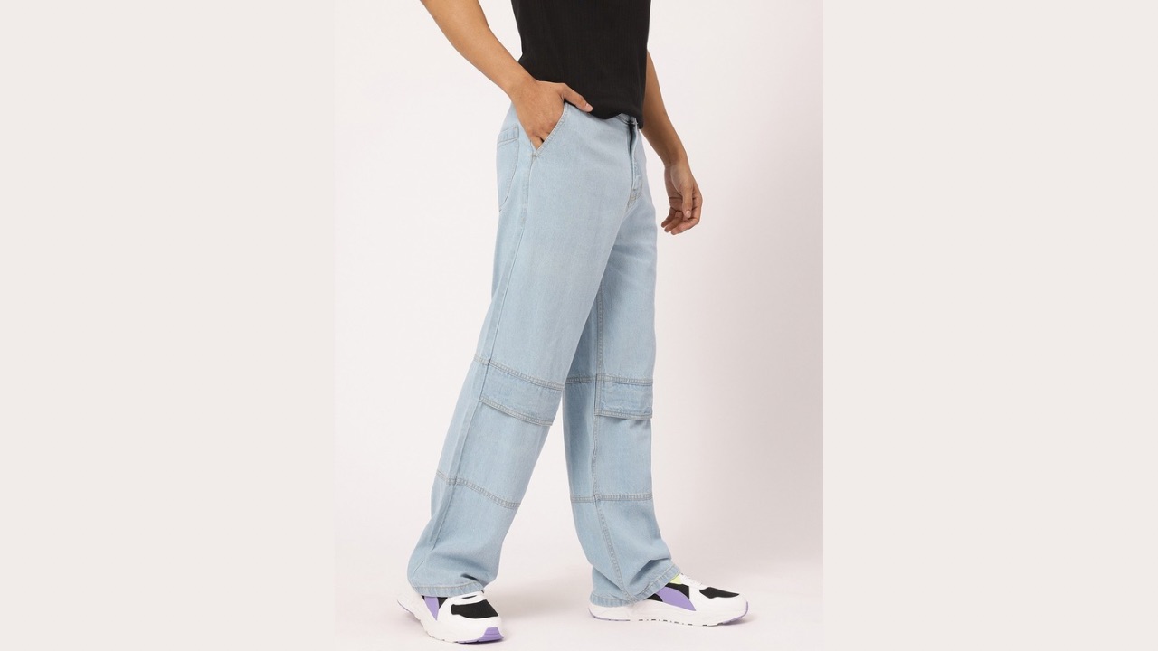Kook N Keech Men Modern Minimalist Paneled Detail Baggy Jeans