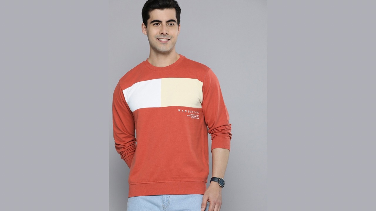 Mast & Harbour Men Colourblocked Pure Cotton Pullover Sweatshirt