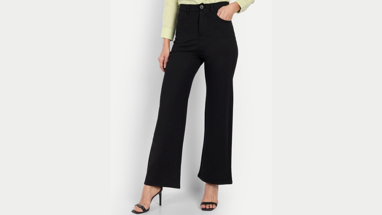 Next One Women Black Straight Fit High-Rise Trousers