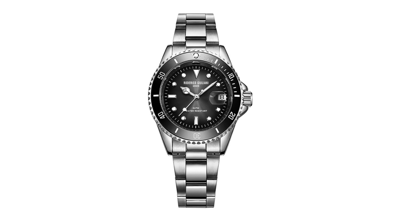 RODERICO GIULIANI Unisex Black Dial & Silver-Toned Analogue Watch RG-MSTA74000001