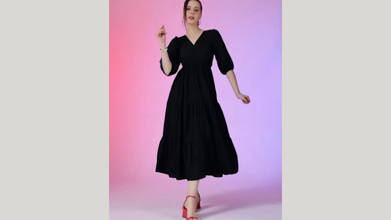 Raiyani Enterprise Women Fit & Flare Black Dress