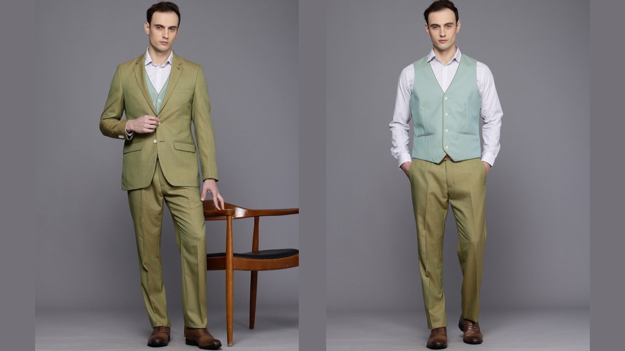 Raymond Contemporary Fit Single Breasted 3-Piece Party Wear Suit