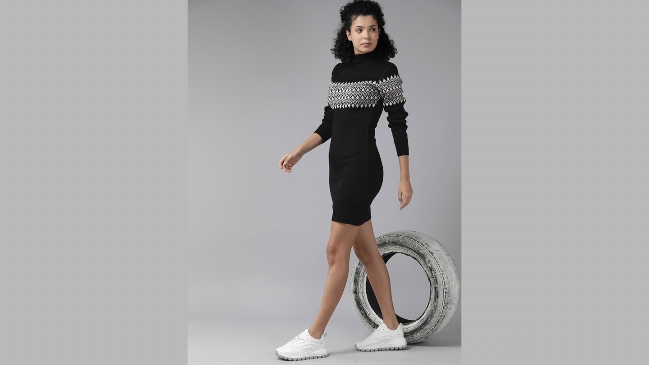 Roadster Geometric Printed Jumper Mini Dress