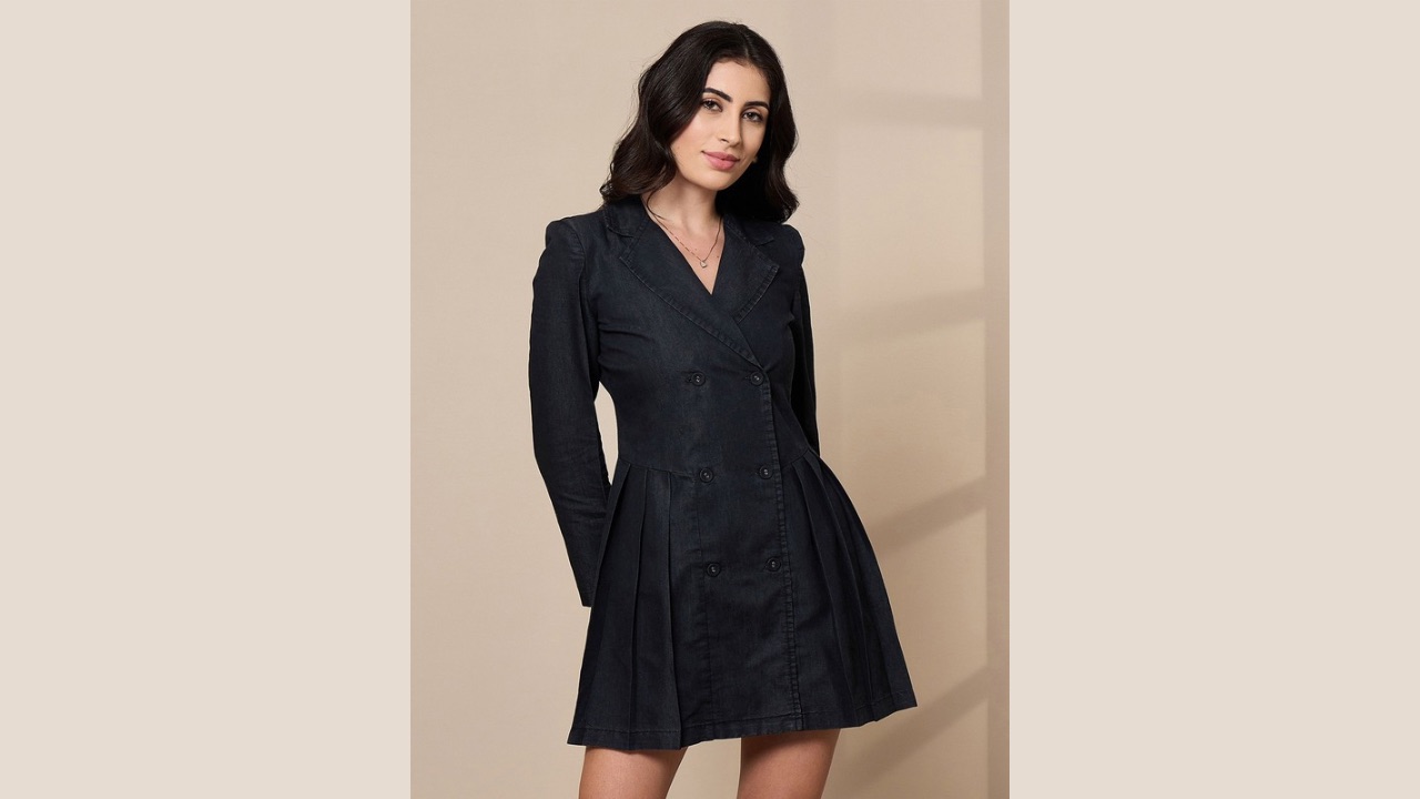 SASSAFRAS worklyf SASSAFRAS Shirt Collar Blazer Mini Dress