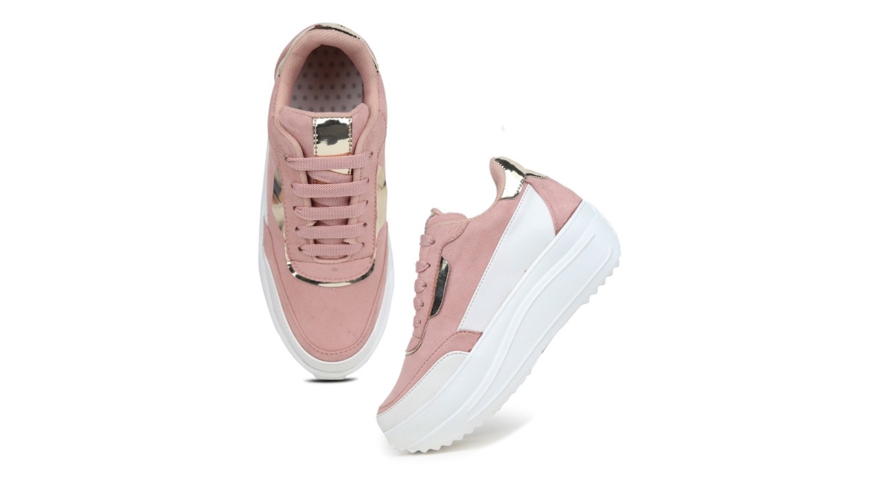 Shezone Women Colourblocked Heeled Lightweight Sneakers