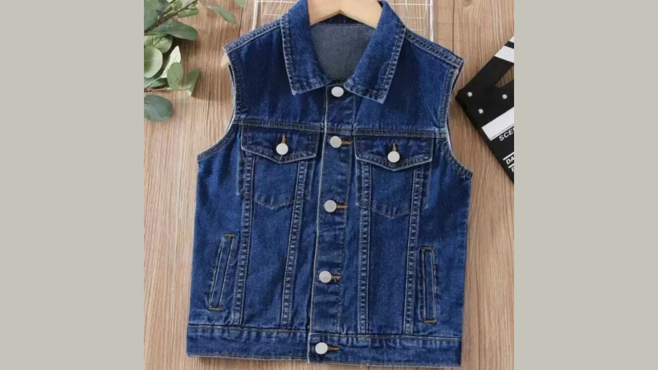 Sleeveless Solid Boys Denim Jacket