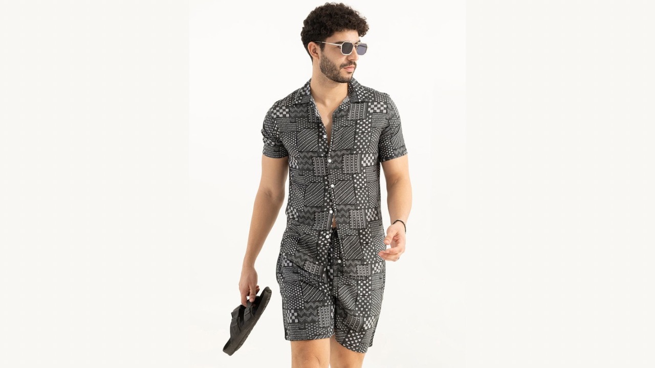 Snitch Grey & White Printed Shirt & Shorts