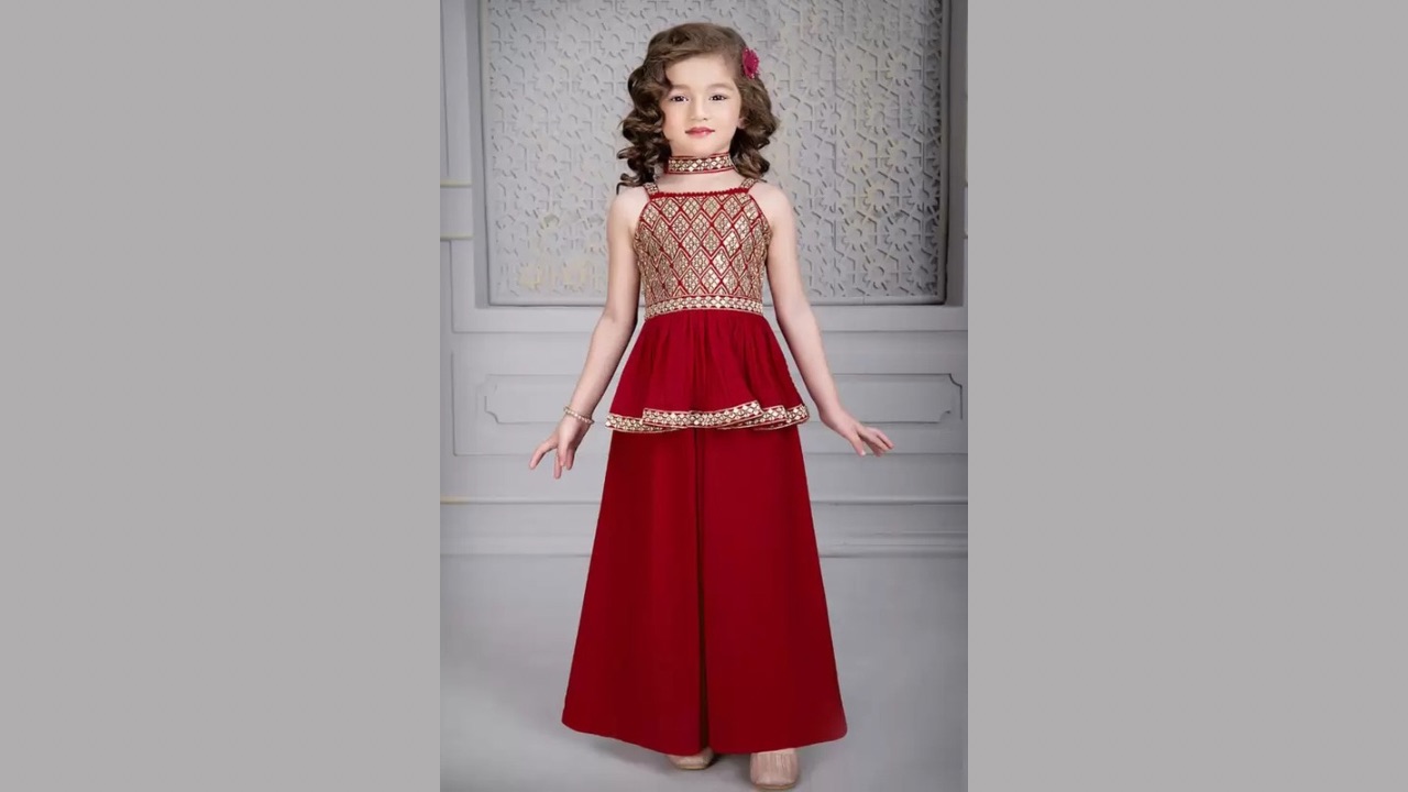 Tulsi Creation Girls’ Wedding Kurta and Palazzo Set