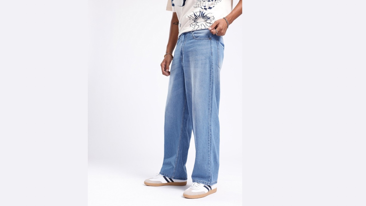 glitchez Men 90'S Nostalgia Loose Baggy Fit Jeans