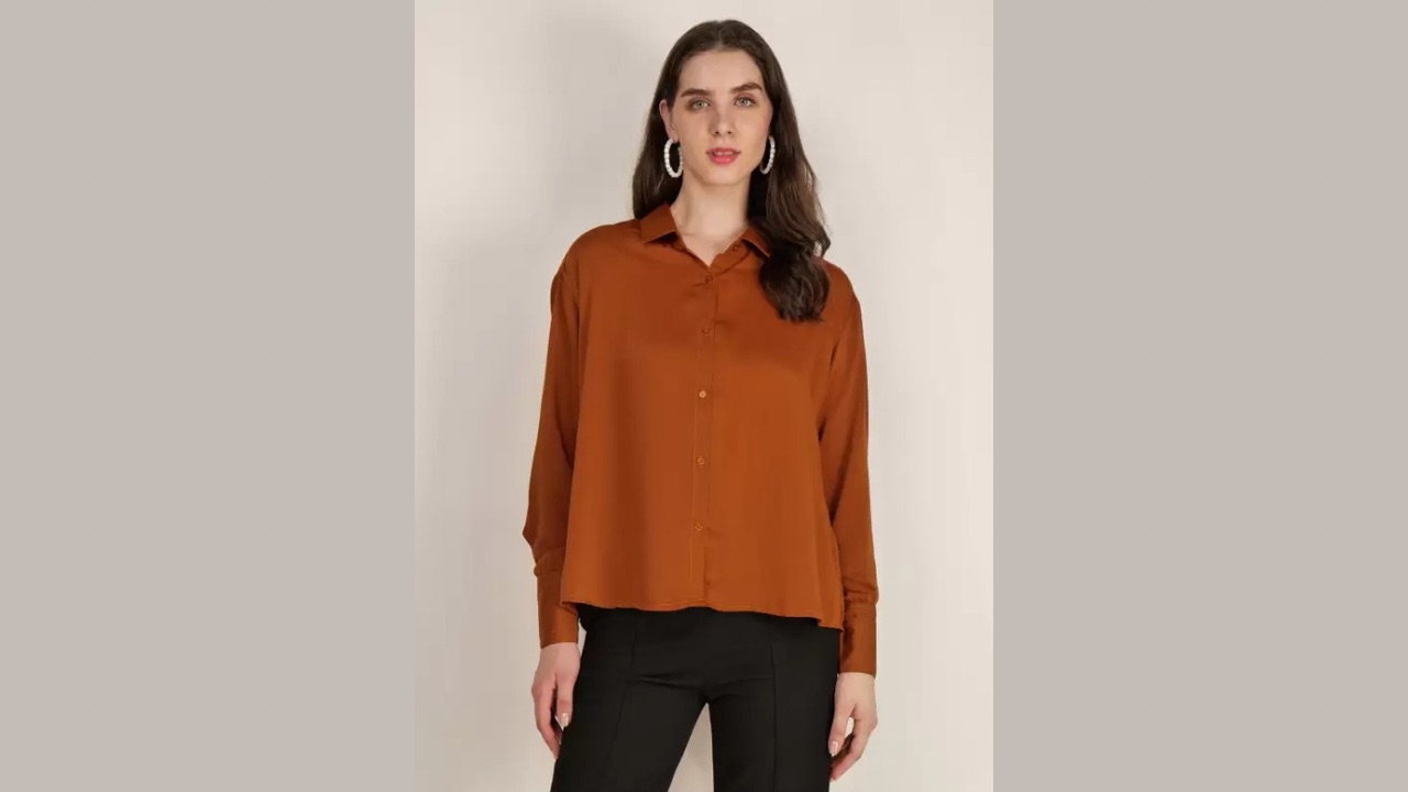 street22 Women Regular Fit Solid Spread Collar Casual Shirt