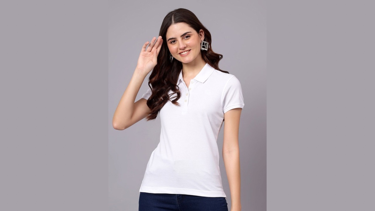 Cantabil Women Polo Collar Pockets T-shirt