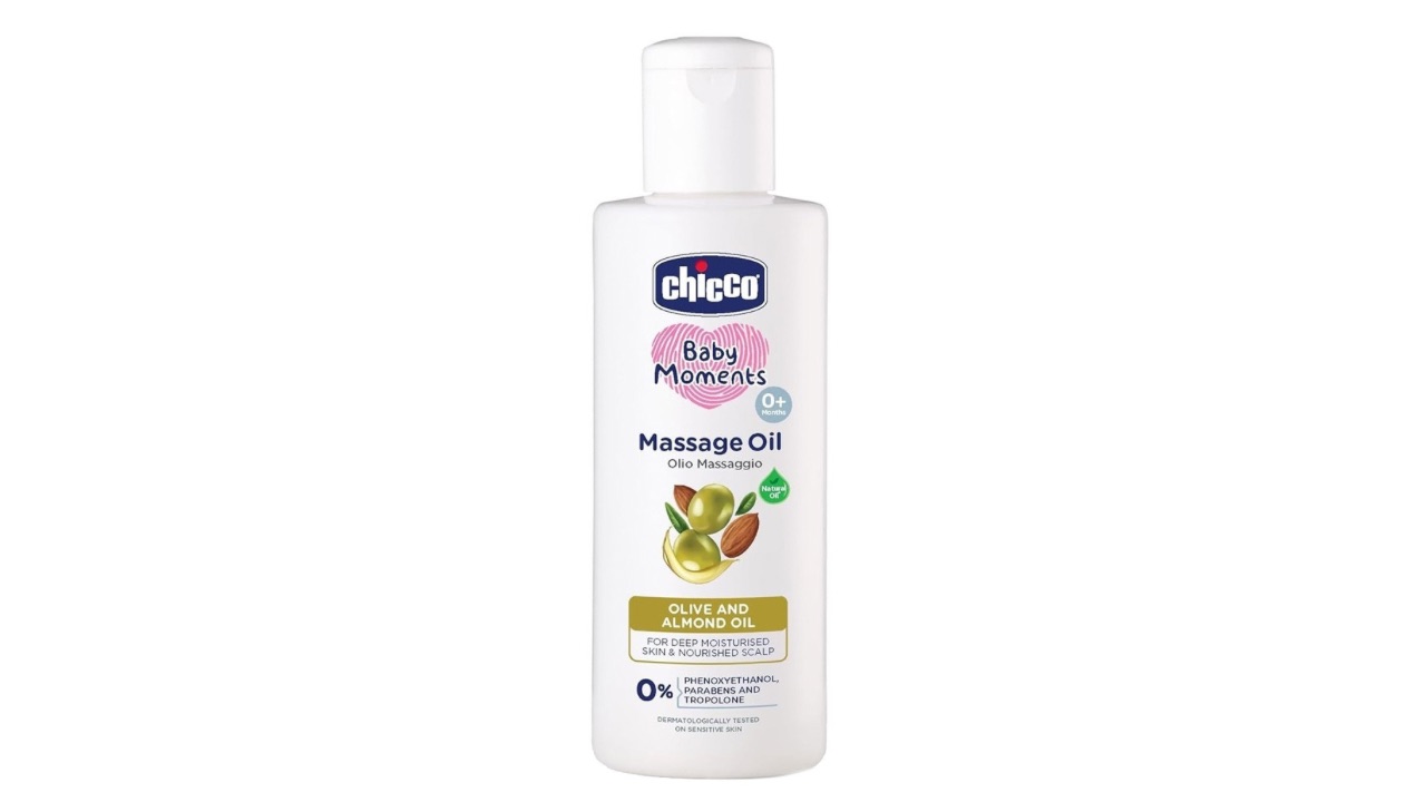 Chicco Baby Moments Moisturizing Massage Oil with Olive & Almond Oil – 200 ml